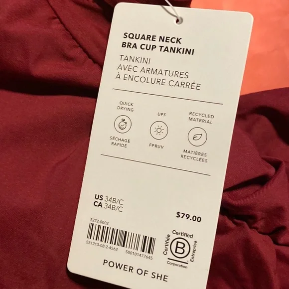 ❤️ Athleta Square Neck Bra Cup Tankini // CoffeeBerry - Picture 4 of 8